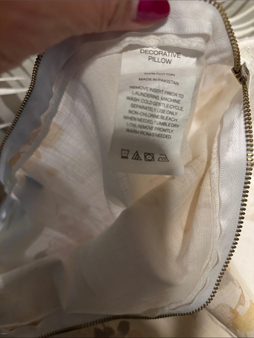 DKNY - Set of 2) Pillow Sham Covers Cream with Gold and Gray Floral Print